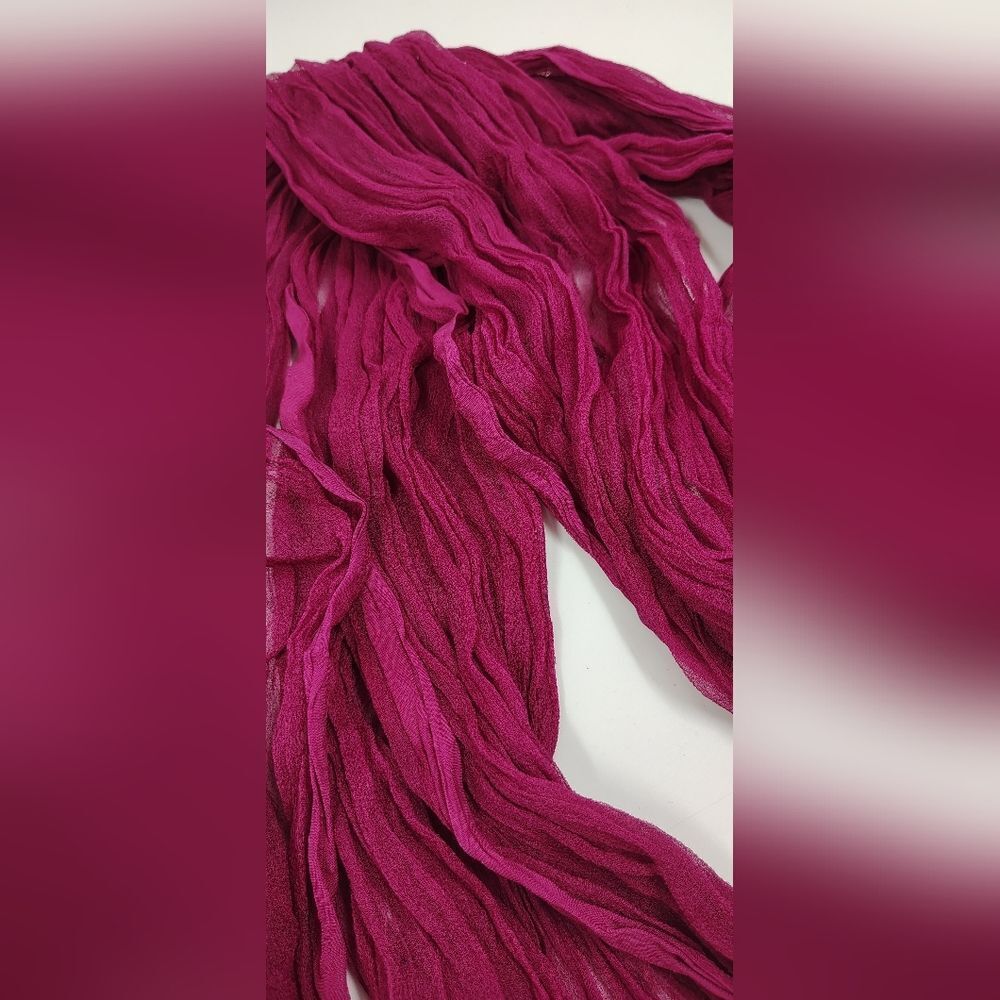 Vintage Chiffon Magenta  Pink Long Scarf - Picture 4 of 10